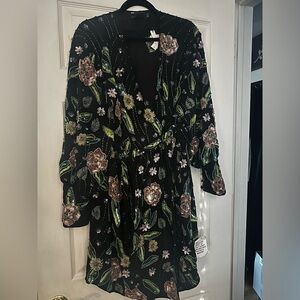Asos beaded floral wrap dress